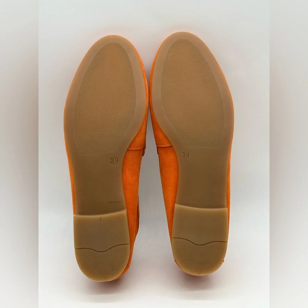 Parrotto Italian Women’s Suede Loafers Orange Gold Horsebit EU 39 NWB - Picture 10 of 13